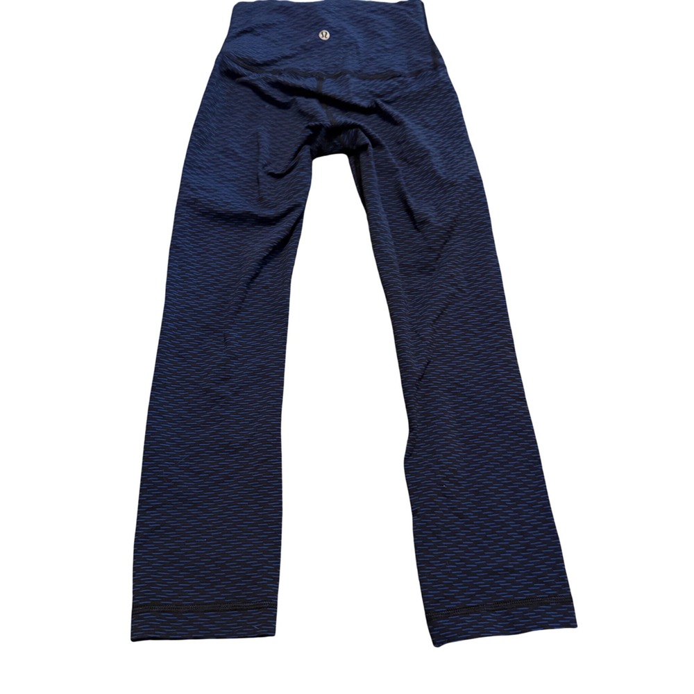Lululemon Align High Rise Crop Leggings Blue Black Textured Size 2 Athleisure - Picture 3 of 5